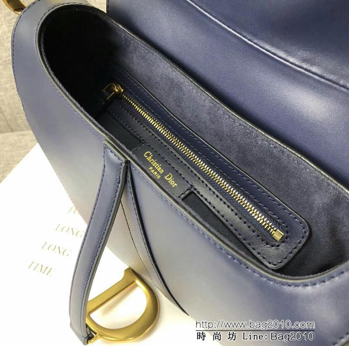 DIOR迪奧 2018新款 黑藍色大號 Saddle Bag馬鞍包  zdo1126